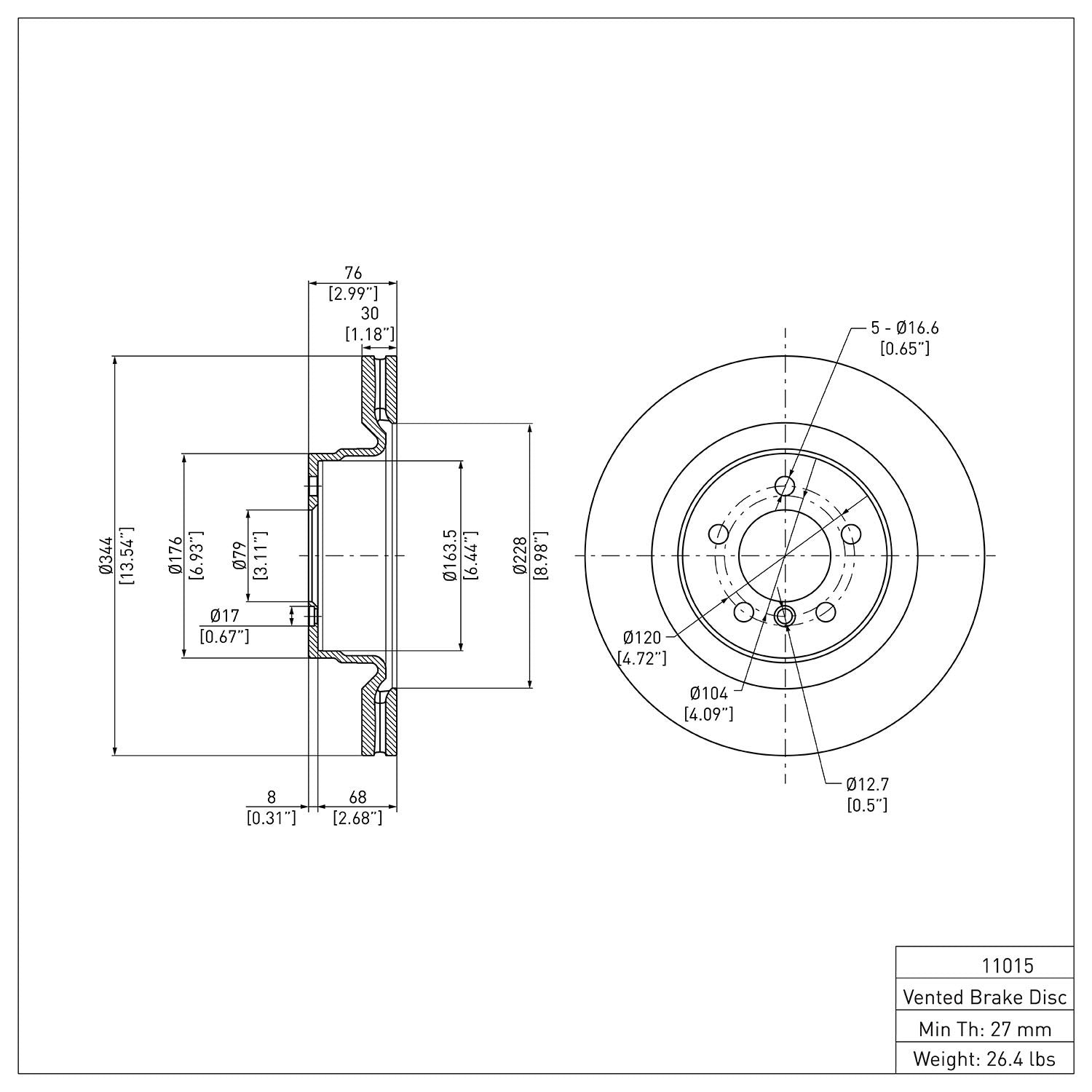 Dynamic Friction Company Disc Brake Rotor 600-11015