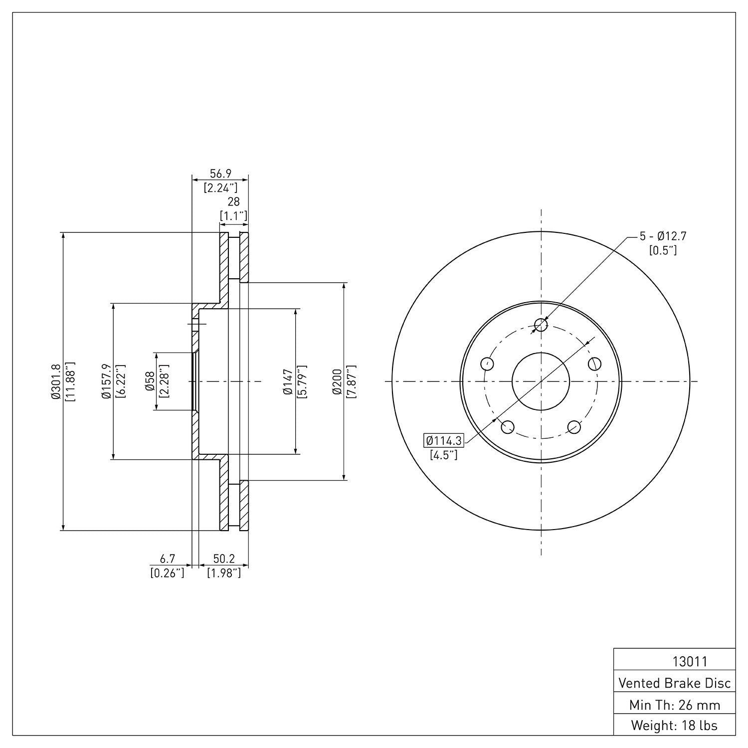 Dynamic Friction Company Disc Brake Rotor 600-13011