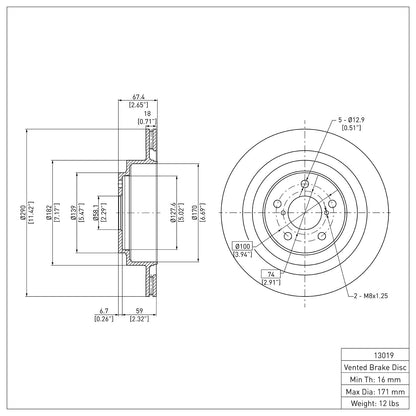 Dynamic Friction Company Disc Brake Rotor 600-13019