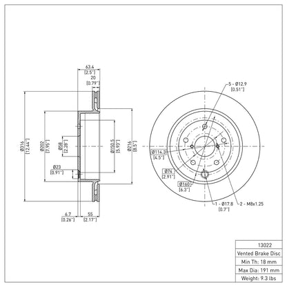 Dynamic Friction Company Disc Brake Rotor 600-13022