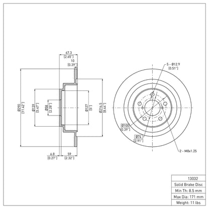 Dynamic Friction Company Disc Brake Rotor 600-13032
