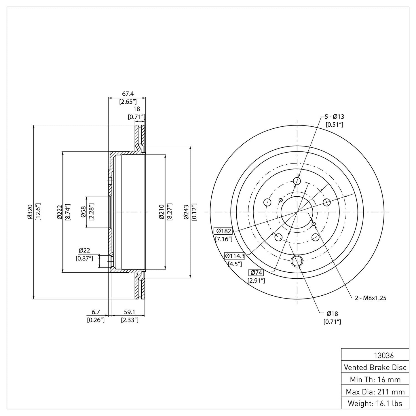 Dynamic Friction Company Disc Brake Rotor 600-13036