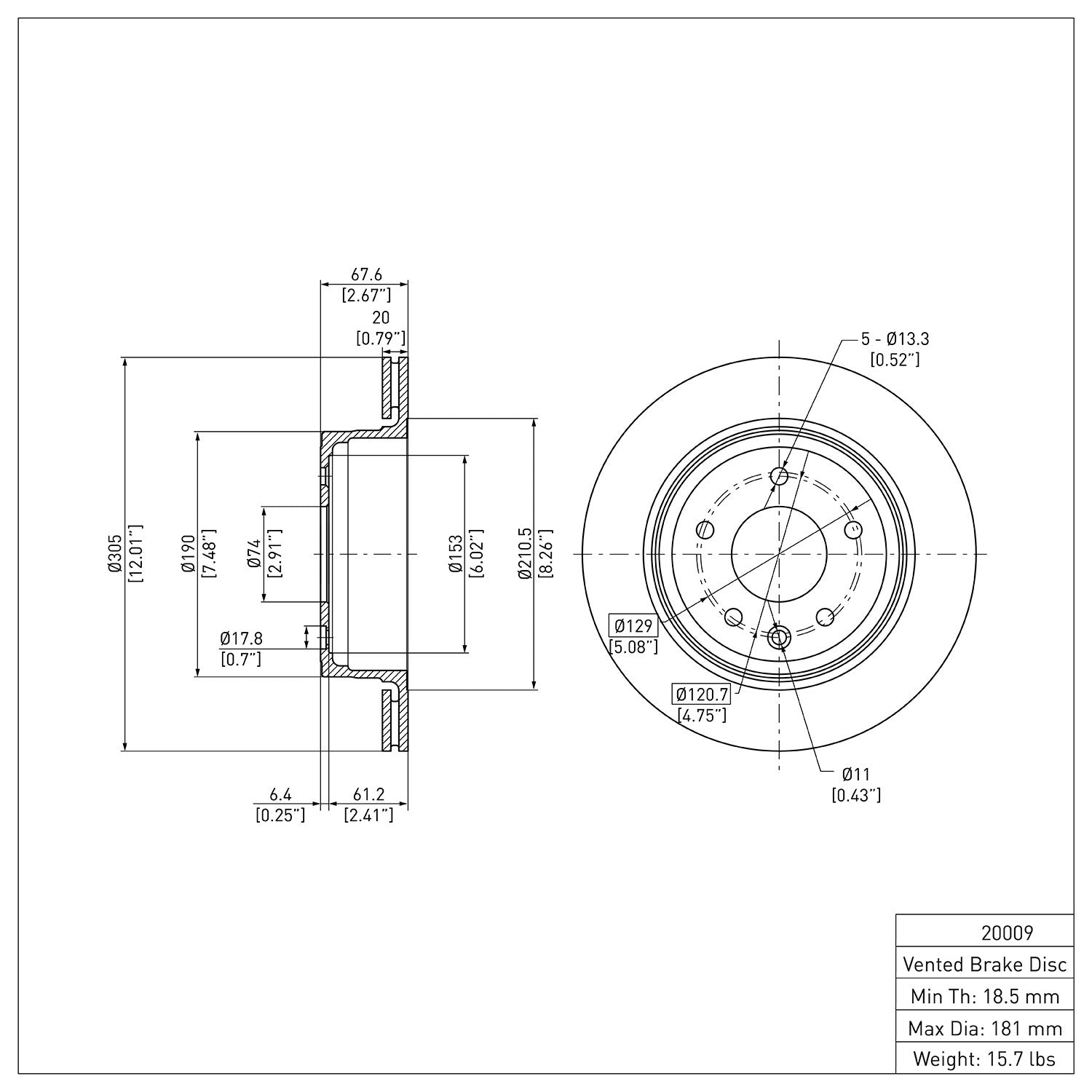 Dynamic Friction Company Disc Brake Rotor 600-20009