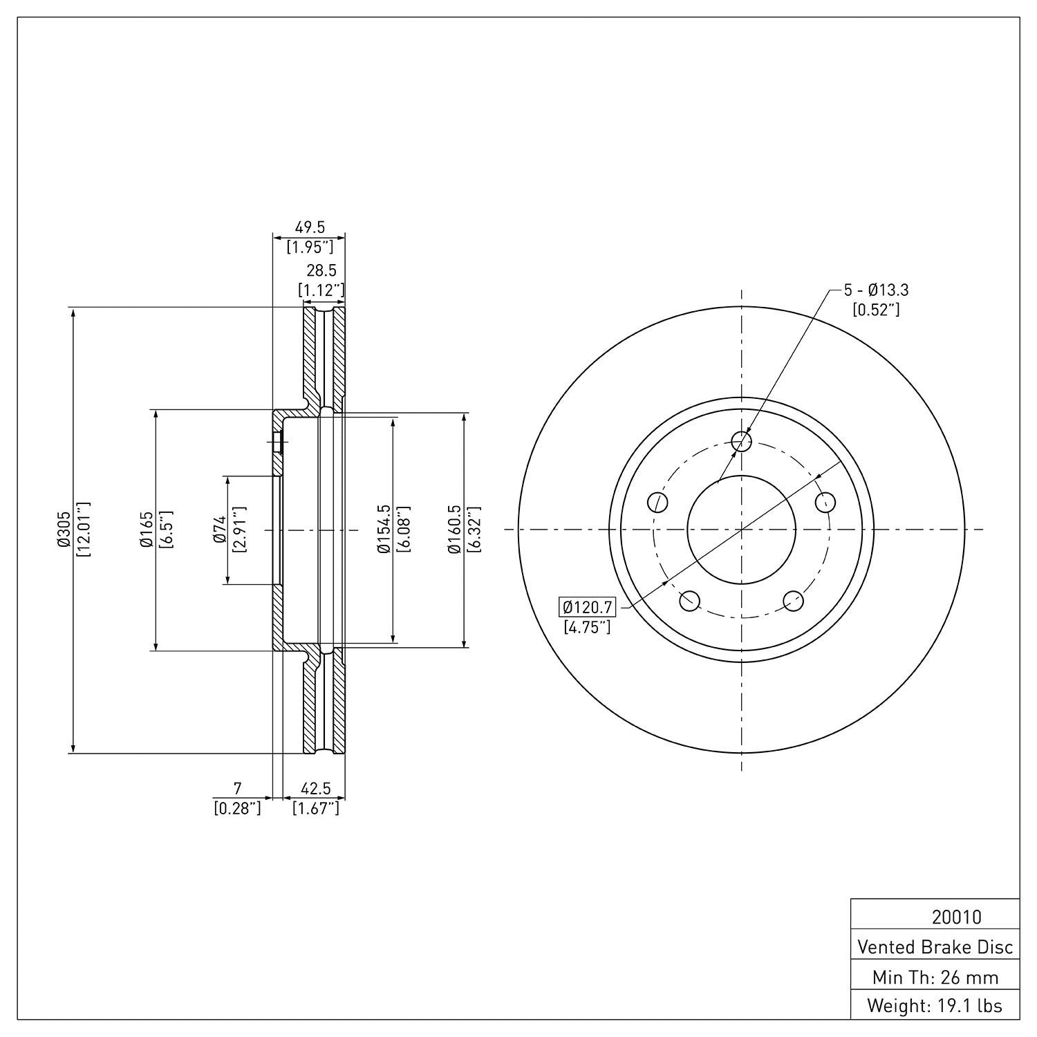 Dynamic Friction Company Disc Brake Rotor 600-20010