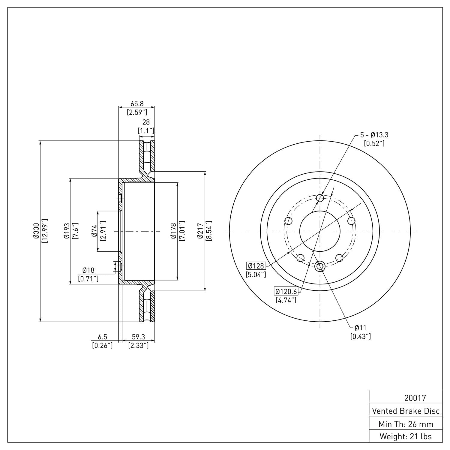 Dynamic Friction Company Disc Brake Rotor 600-20017