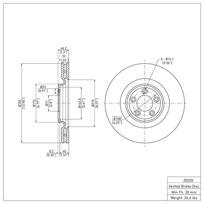 Dynamic Friction Company Disc Brake Rotor 600-20020