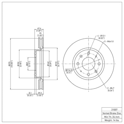 Dynamic Friction Company Disc Brake Rotor 600-21007