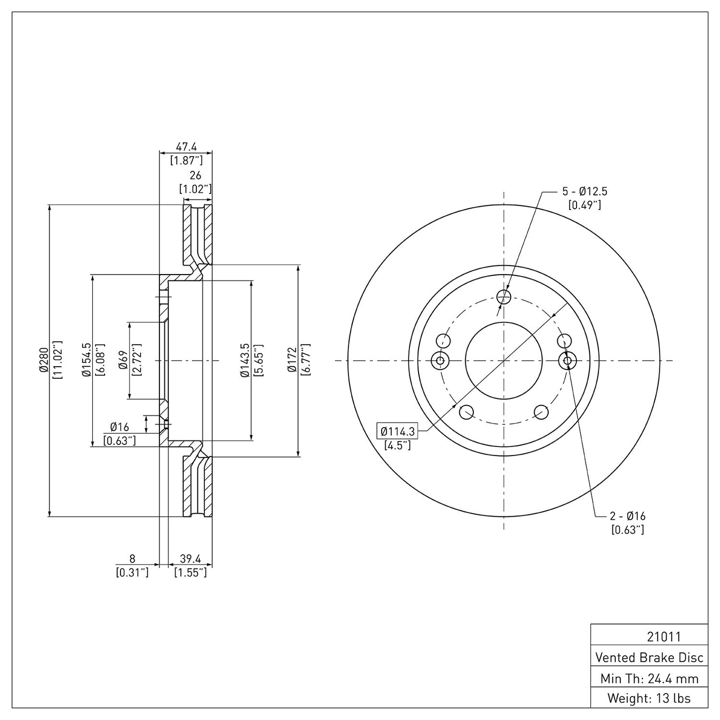 Dynamic Friction Company Disc Brake Rotor 600-21011