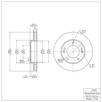 Dynamic Friction Company Disc Brake Rotor 600-21020