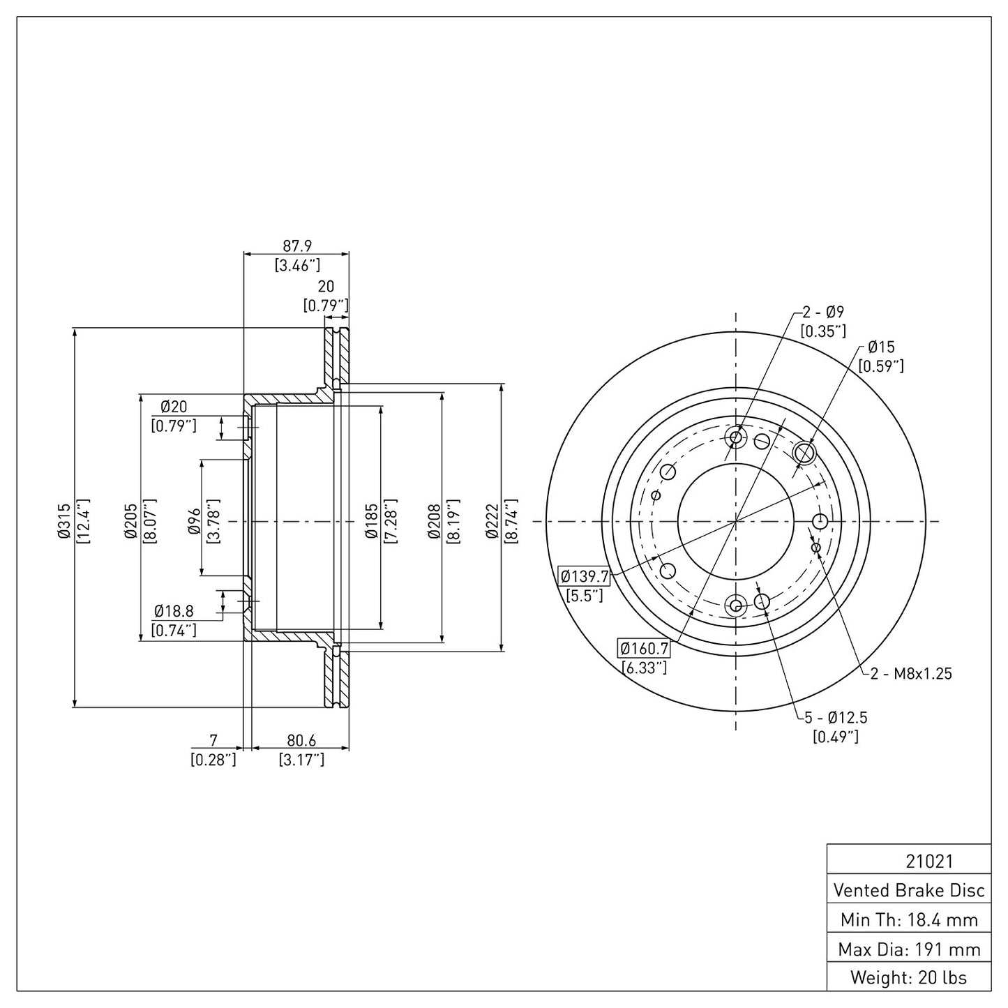 Dynamic Friction Company Disc Brake Rotor 600-21021