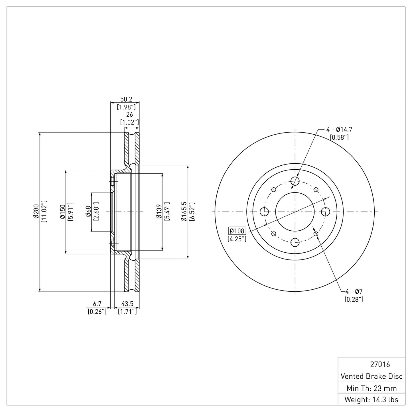 Dynamic Friction Company Disc Brake Rotor 600-27016