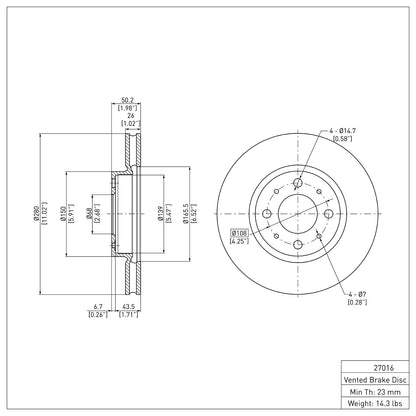 Dynamic Friction Company Disc Brake Rotor 600-27016
