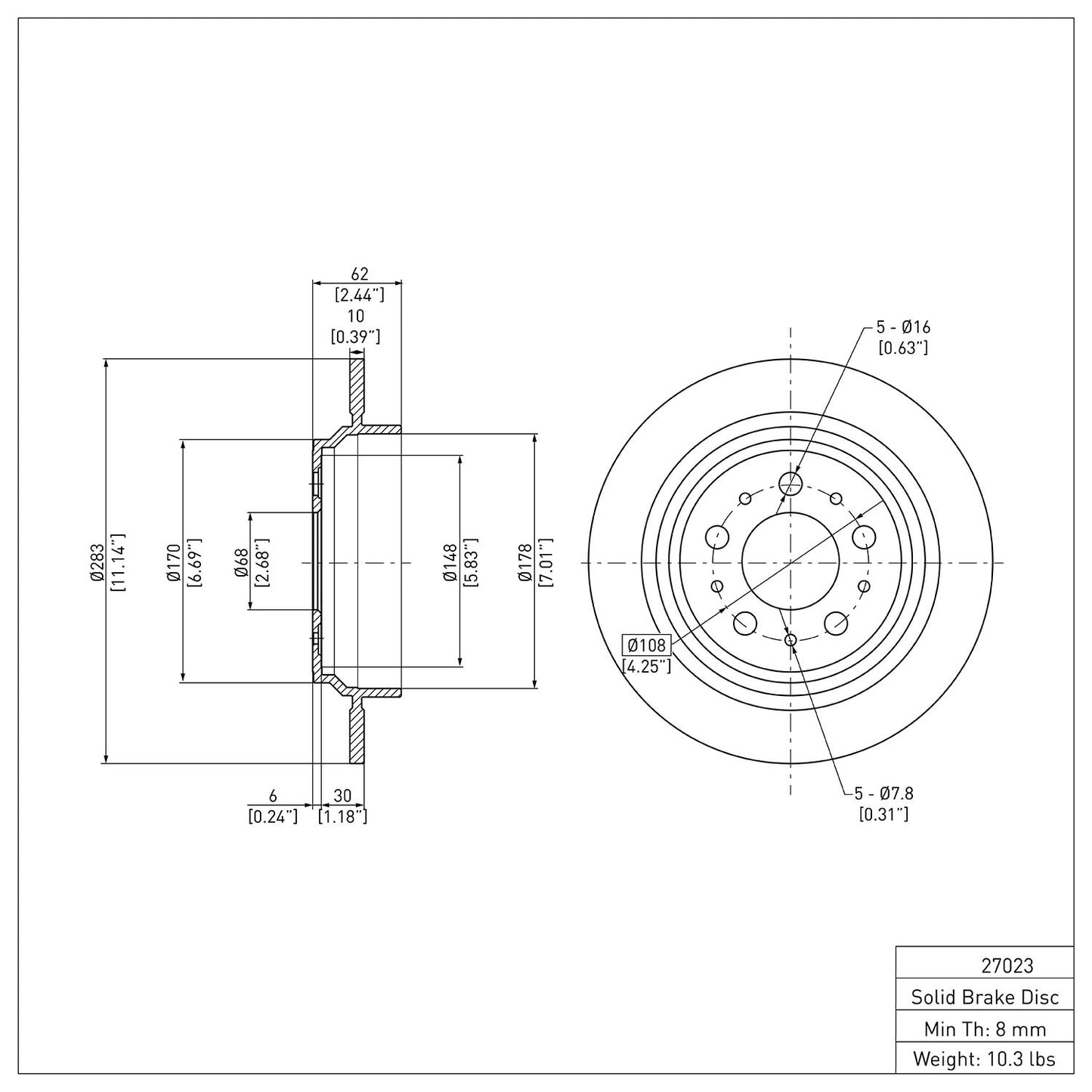 Dynamic Friction Company Disc Brake Rotor 600-27023