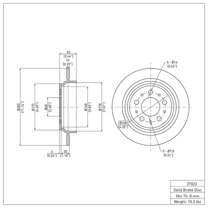 Dynamic Friction Company Disc Brake Rotor 600-27023