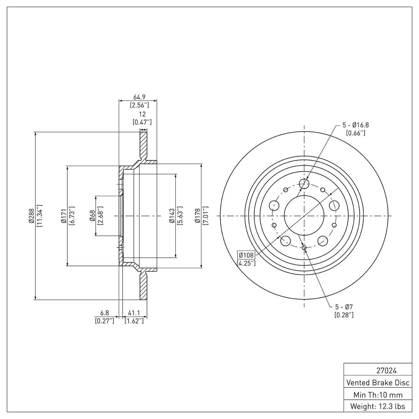 Dynamic Friction Company Disc Brake Rotor 600-27024