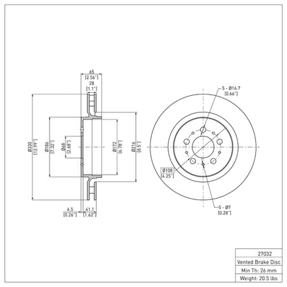 Dynamic Friction Company Disc Brake Rotor 600-27032