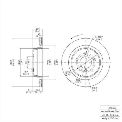Dynamic Friction Company Disc Brake Rotor 600-31034D