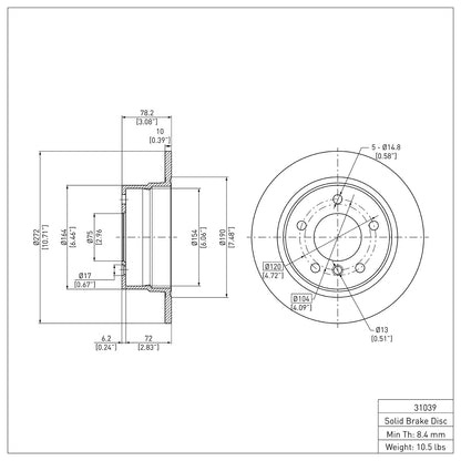 Dynamic Friction Company Disc Brake Rotor 600-31039