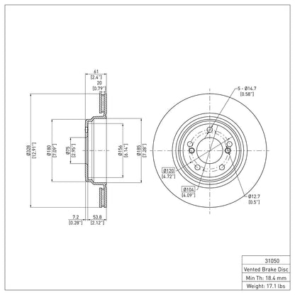 Dynamic Friction Company Disc Brake Rotor 600-31050