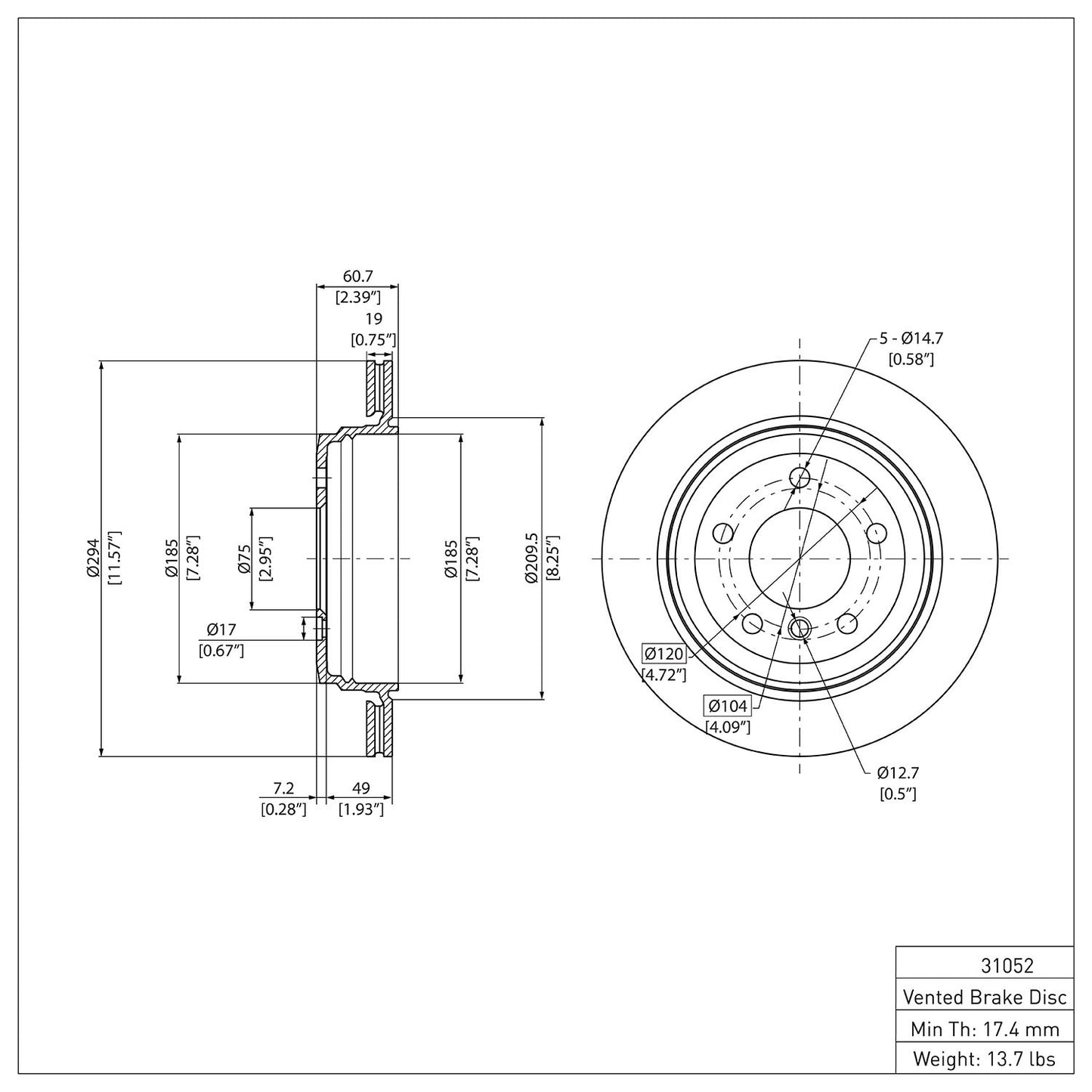 Dynamic Friction Company Disc Brake Rotor 600-31052