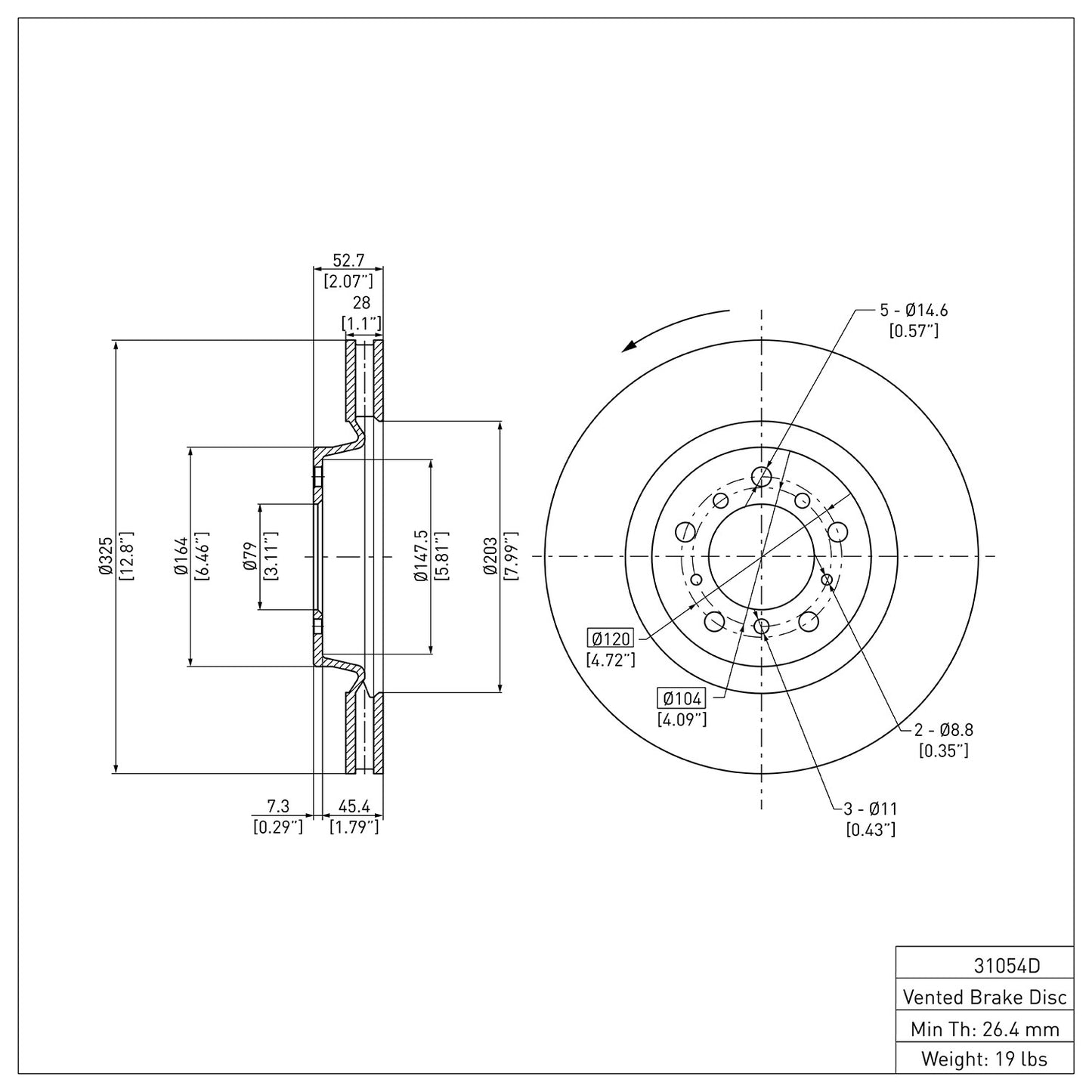 Dynamic Friction Company Disc Brake Rotor 600-31054D
