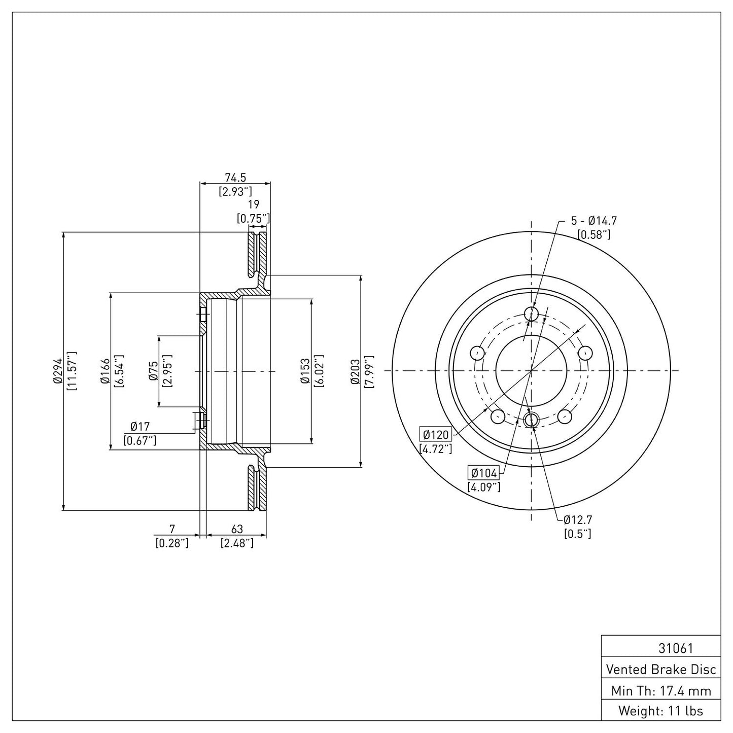 Dynamic Friction Company Disc Brake Rotor 600-31061