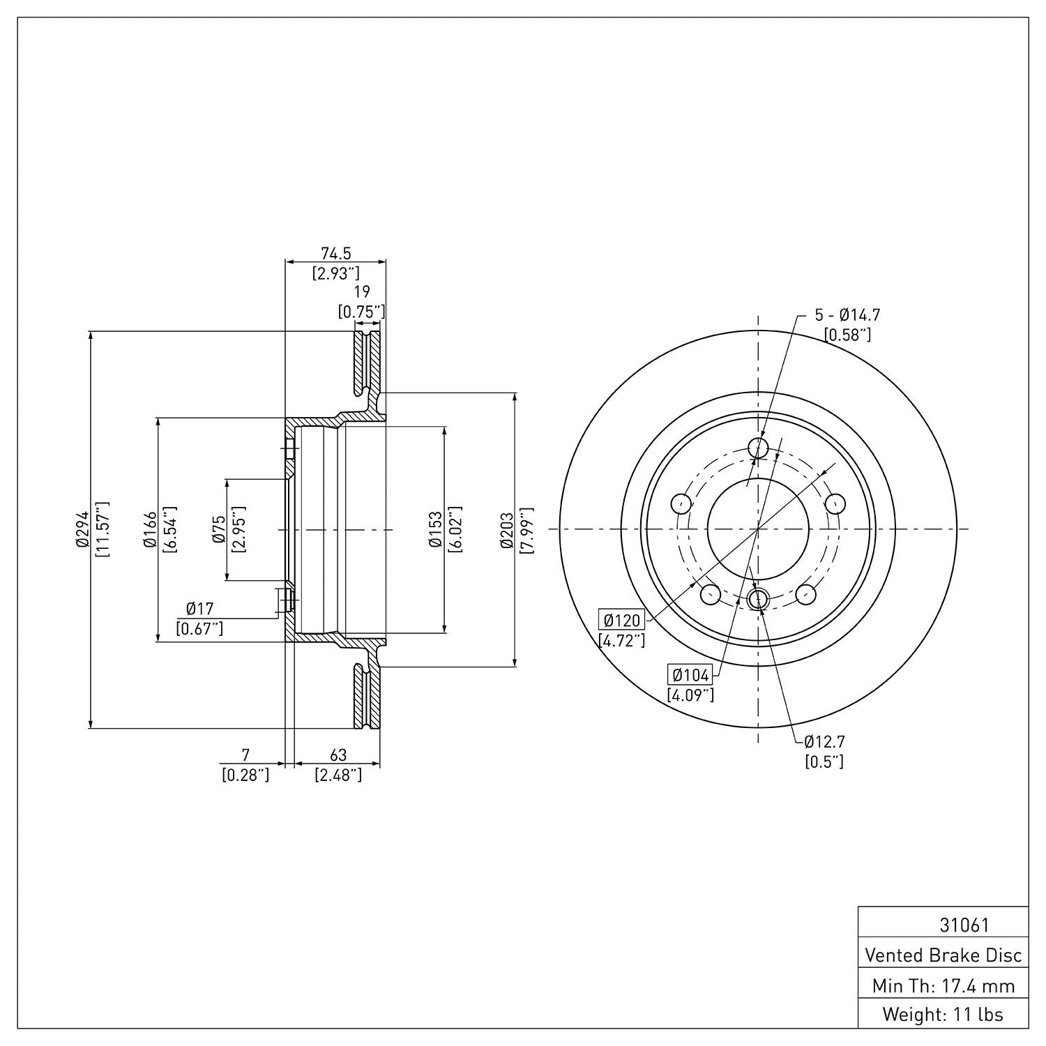 Dynamic Friction Company Disc Brake Rotor 600-31061