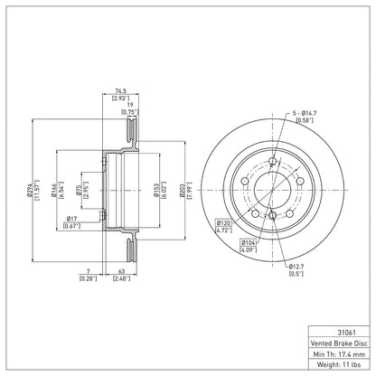 Dynamic Friction Company Disc Brake Rotor 600-31061