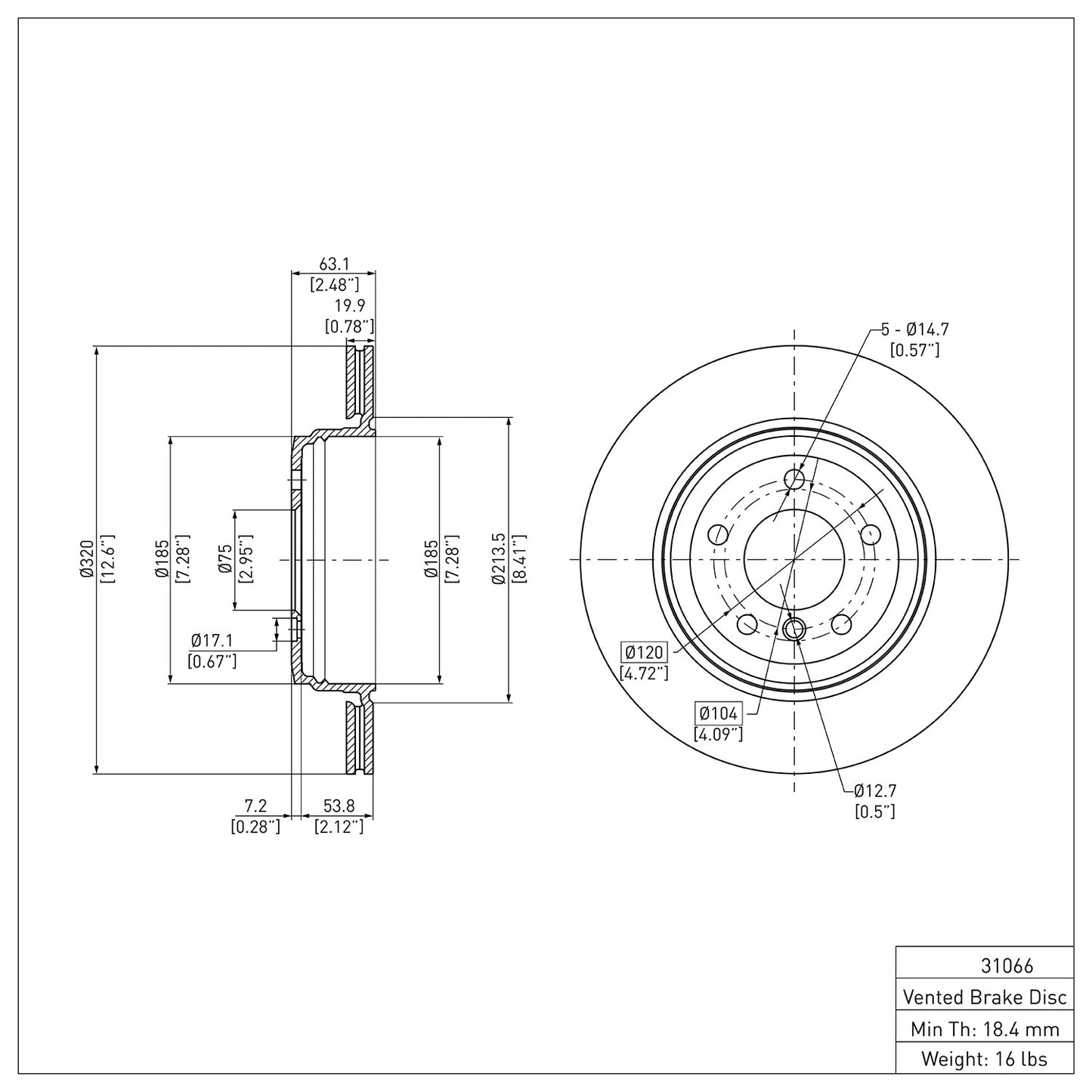 Dynamic Friction Company Disc Brake Rotor 600-31066