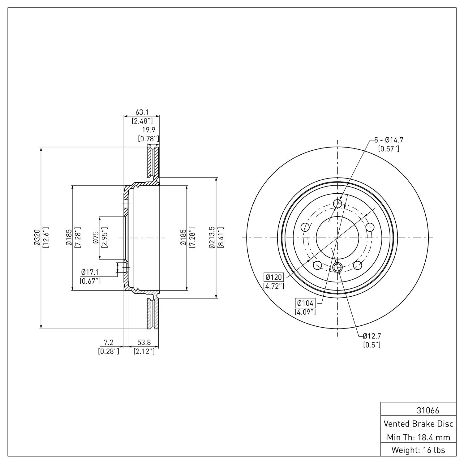 Dynamic Friction Company Disc Brake Rotor 600-31066