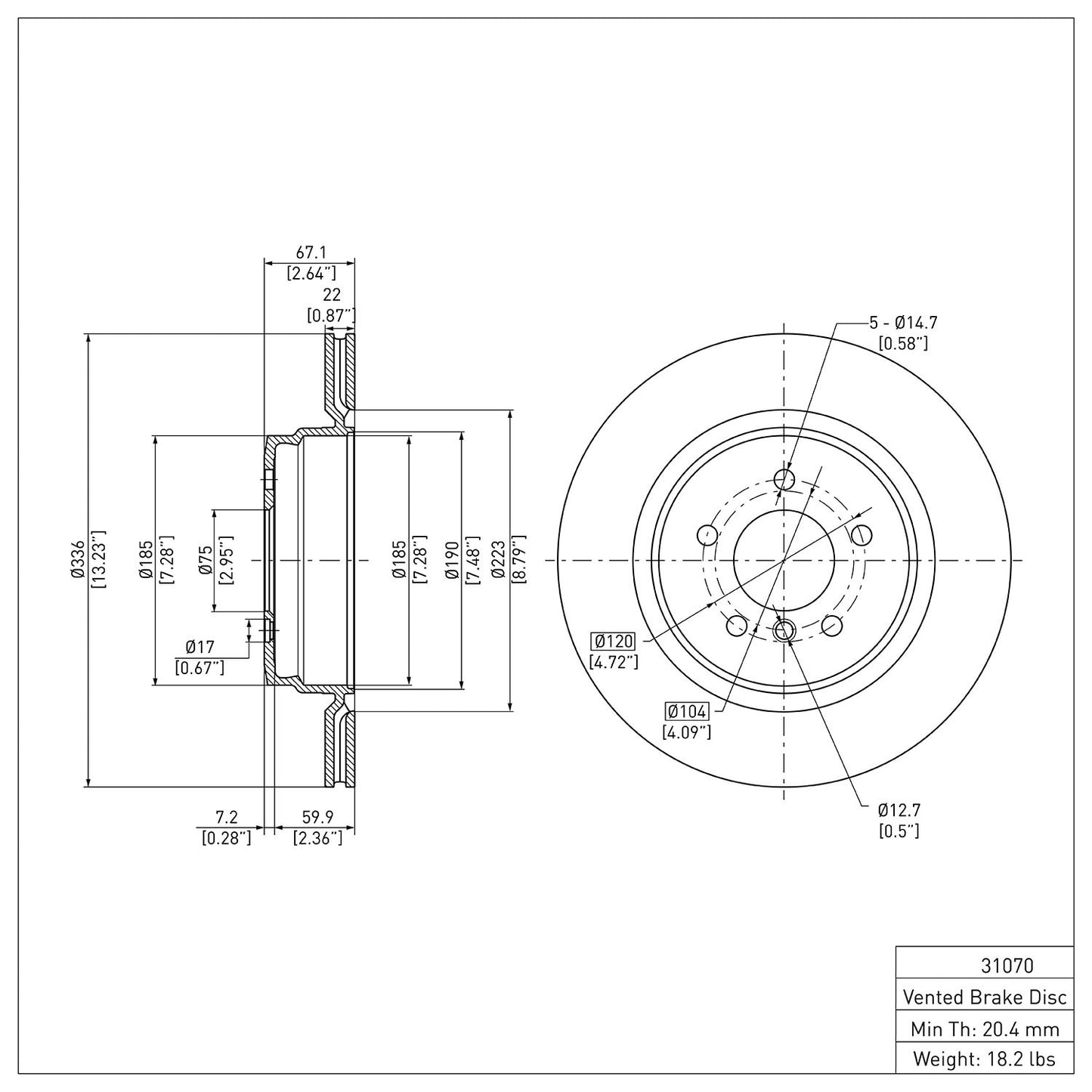 Dynamic Friction Company Disc Brake Rotor 600-31070