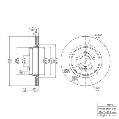 Dynamic Friction Company Disc Brake Rotor 600-31070