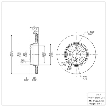 Dynamic Friction Company Disc Brake Rotor 600-31076