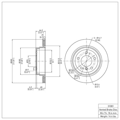 Dynamic Friction Company Disc Brake Rotor 600-31081