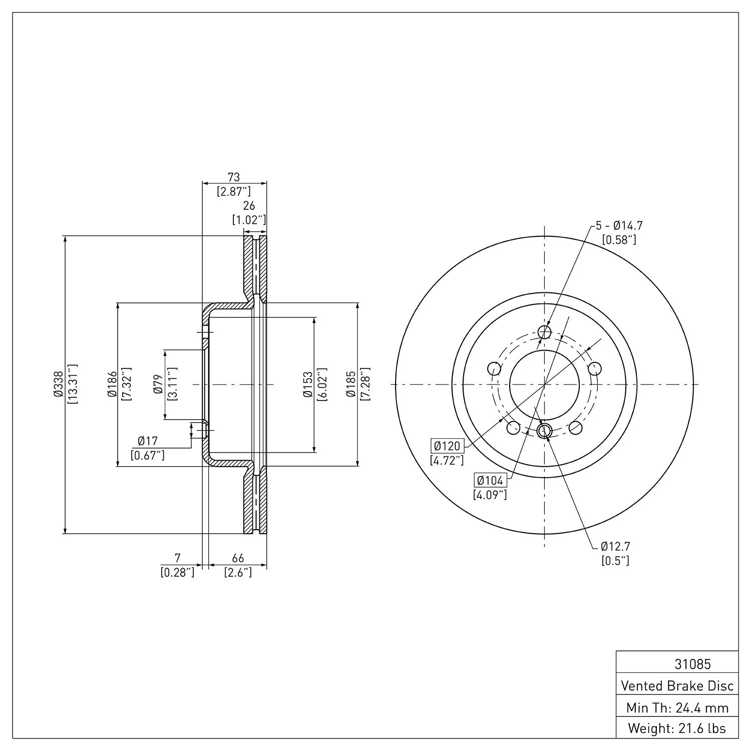 Dynamic Friction Company Disc Brake Rotor 600-31085