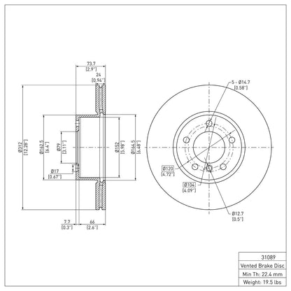 Dynamic Friction Company Disc Brake Rotor 600-31089