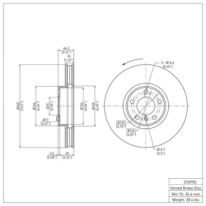 Dynamic Friction Company Disc Brake Rotor 600-31099D