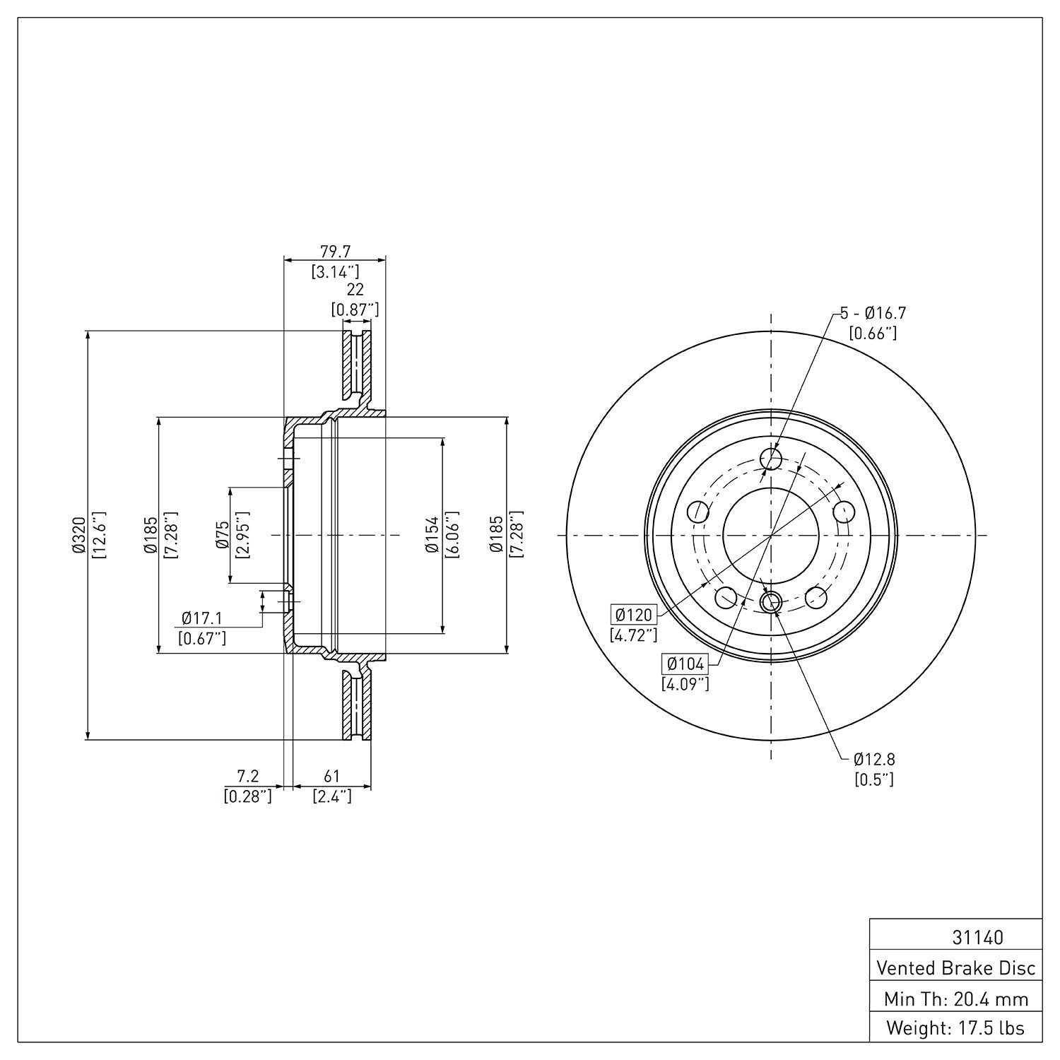 Dynamic Friction Company Disc Brake Rotor 600-31140