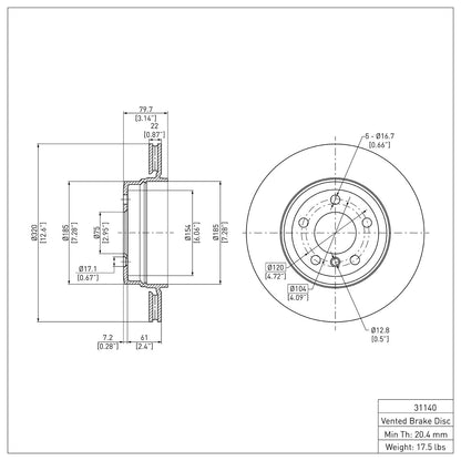 Dynamic Friction Company Disc Brake Rotor 600-31140