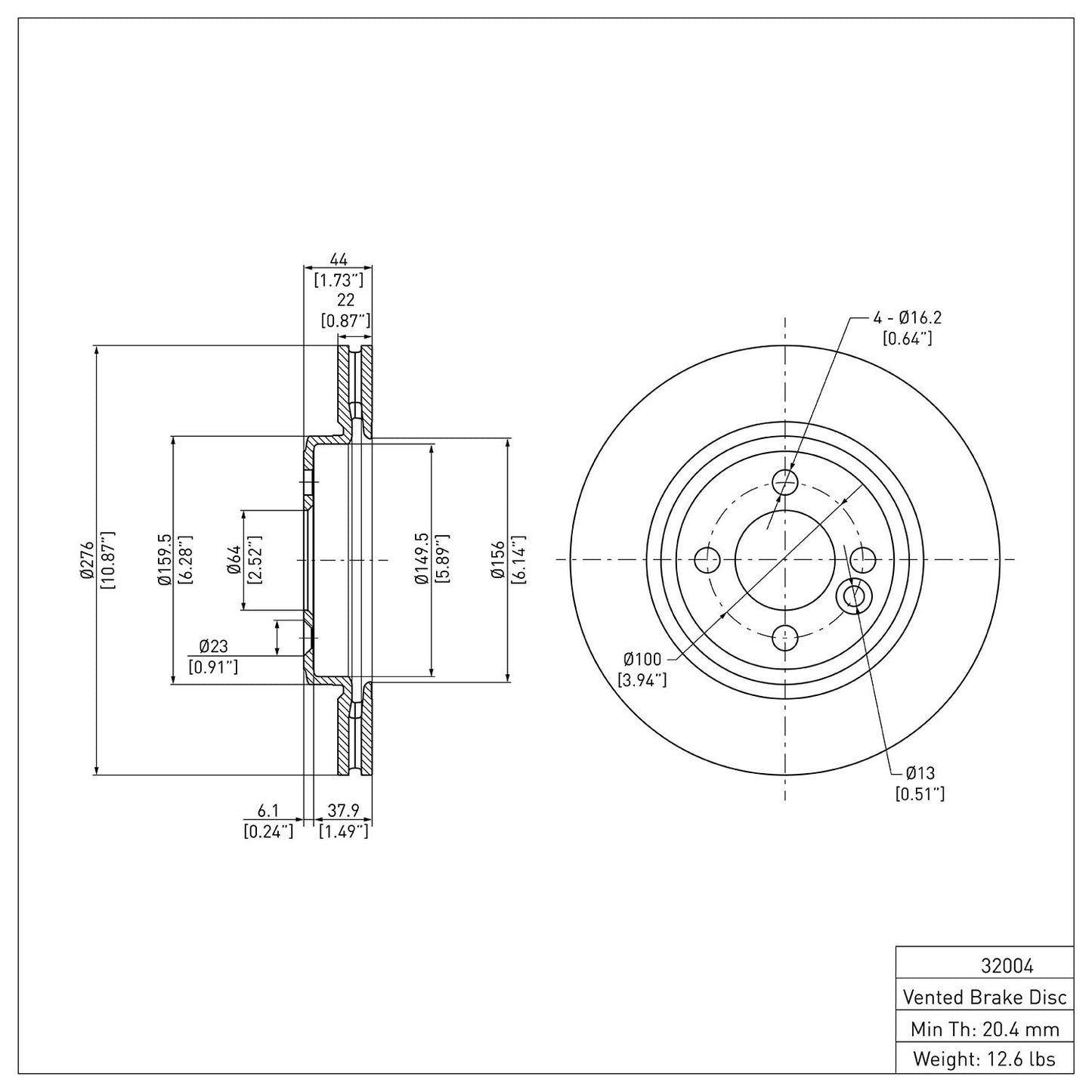 Dynamic Friction Company Disc Brake Rotor 600-32004
