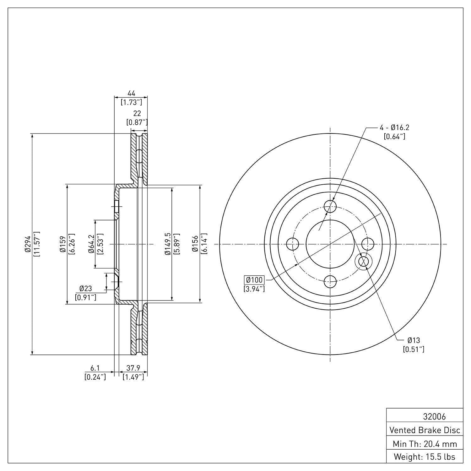 Dynamic Friction Company Disc Brake Rotor 600-32006