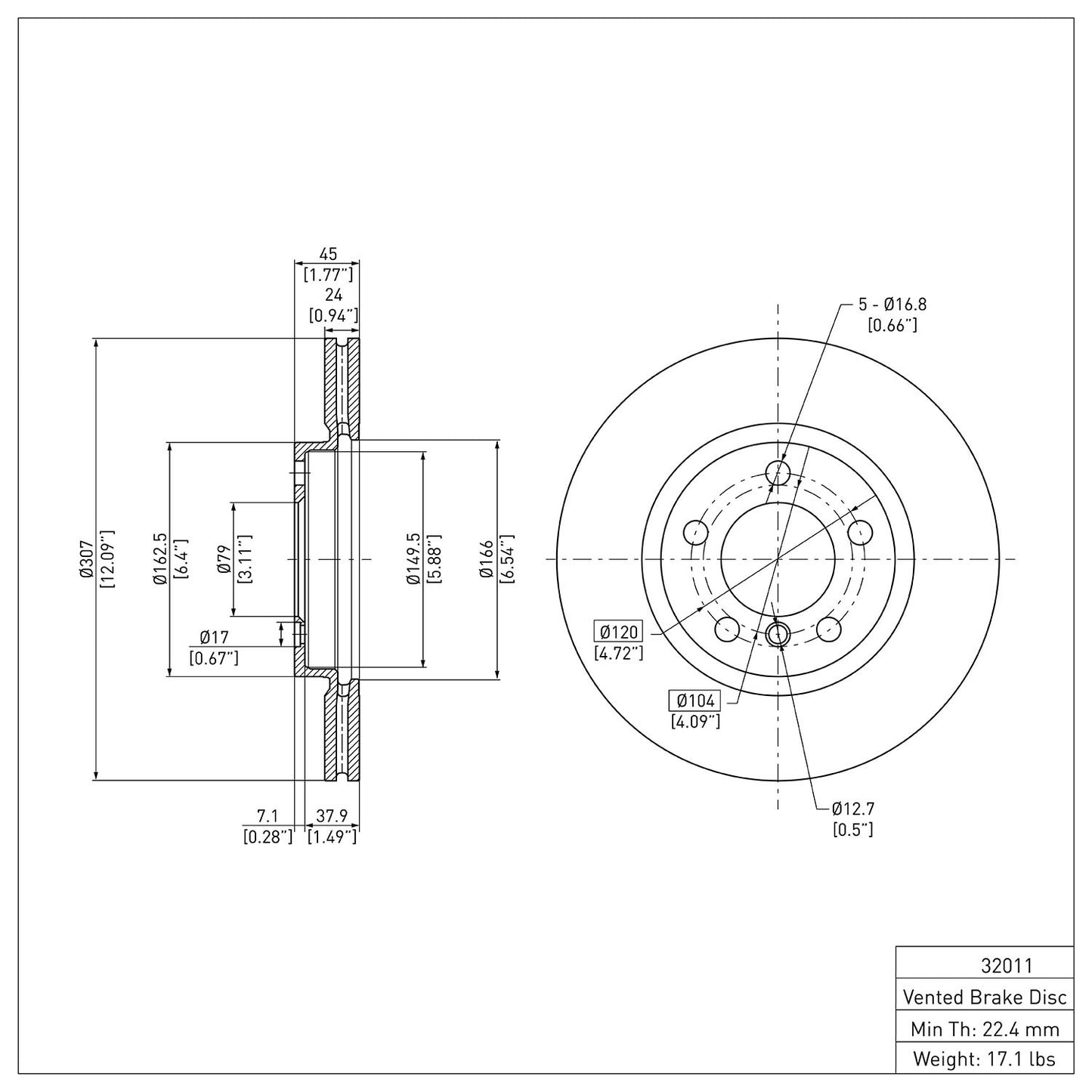 Dynamic Friction Company Disc Brake Rotor 600-32011