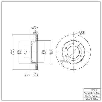 Dynamic Friction Company Disc Brake Rotor 600-37010