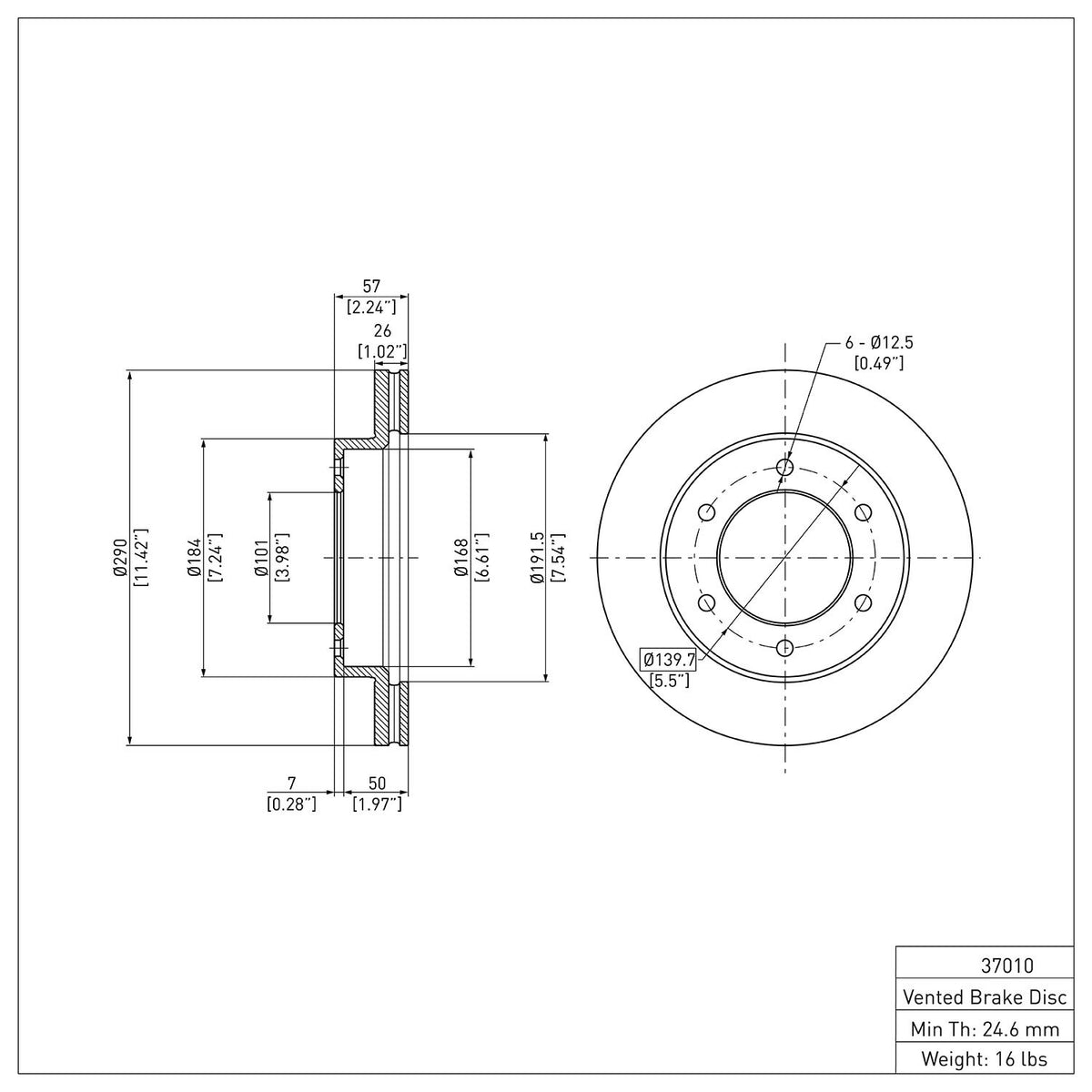 Dynamic Friction Company Disc Brake Rotor 600-37010