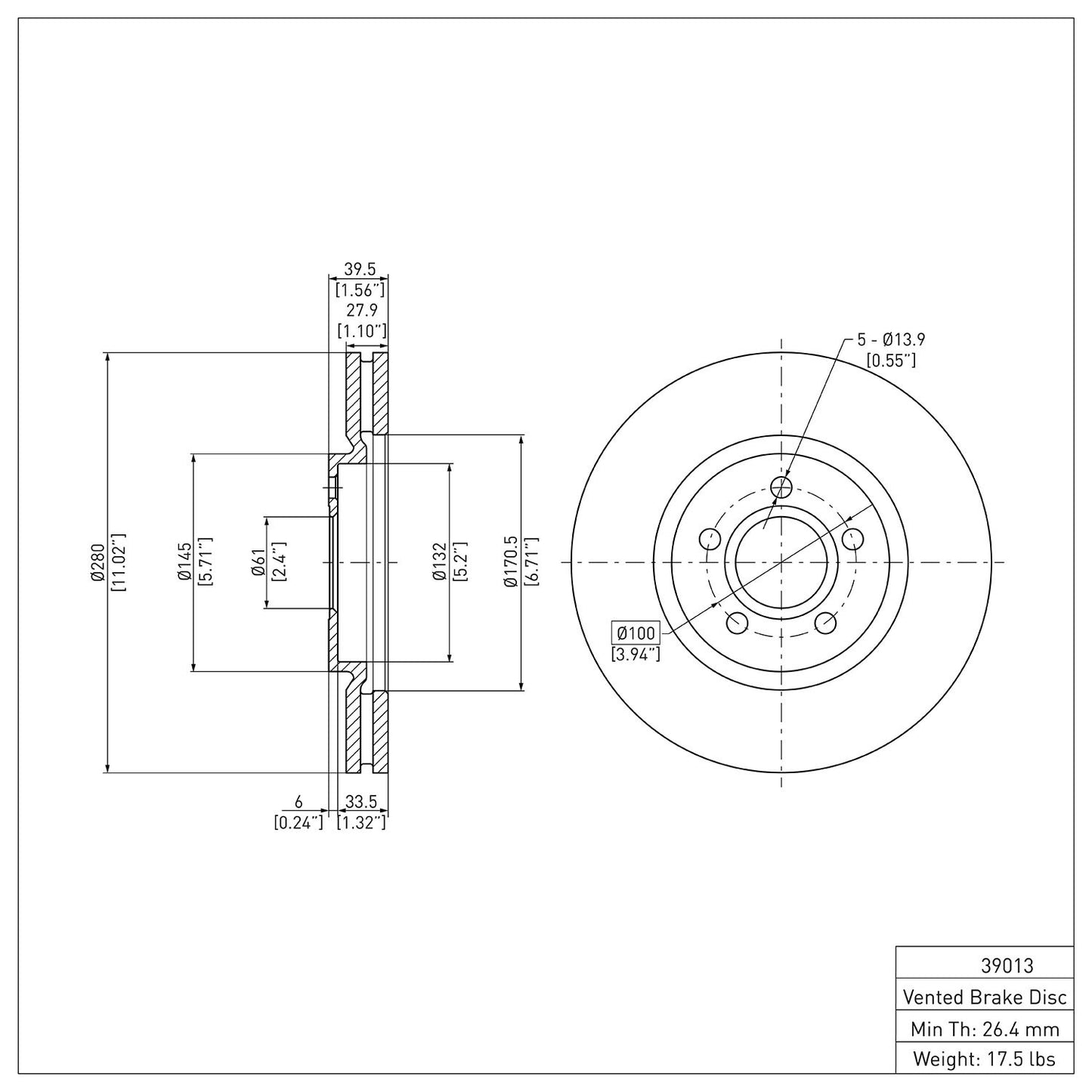 Dynamic Friction Company Disc Brake Rotor 600-39013