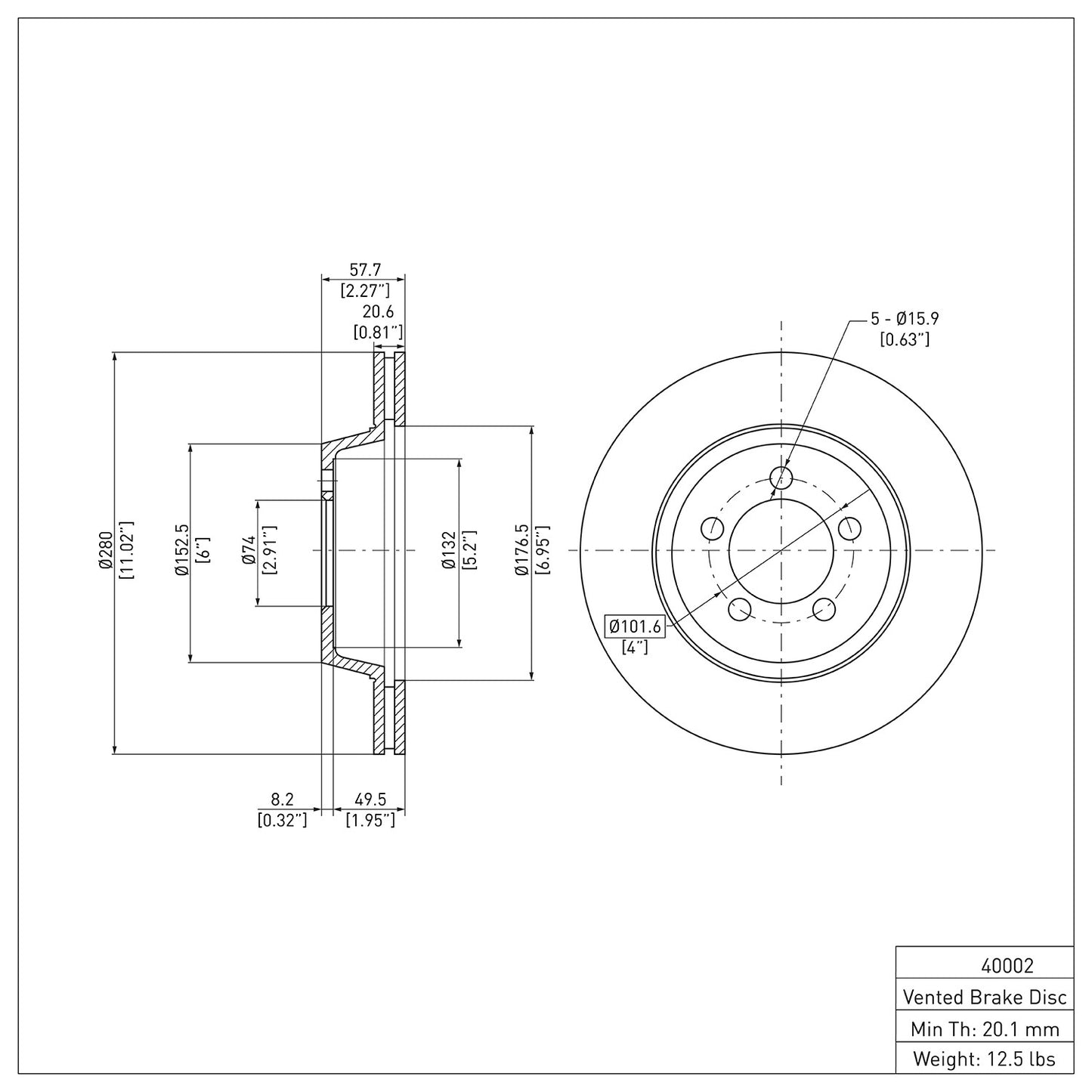 Dynamic Friction Company Disc Brake Rotor 600-40002