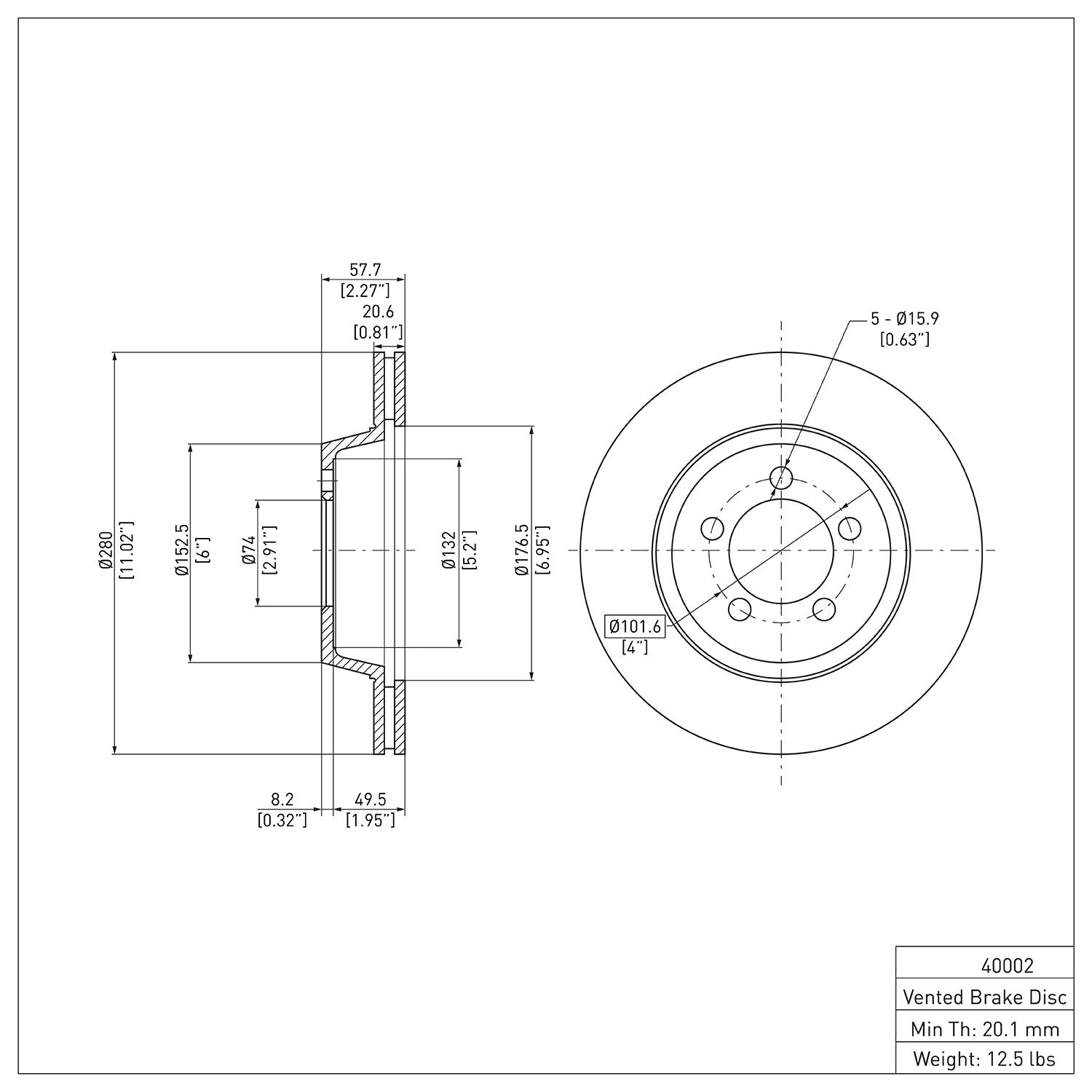 Dynamic Friction Company Disc Brake Rotor 600-40002