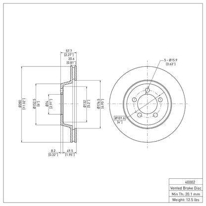 Dynamic Friction Company Disc Brake Rotor 600-40002