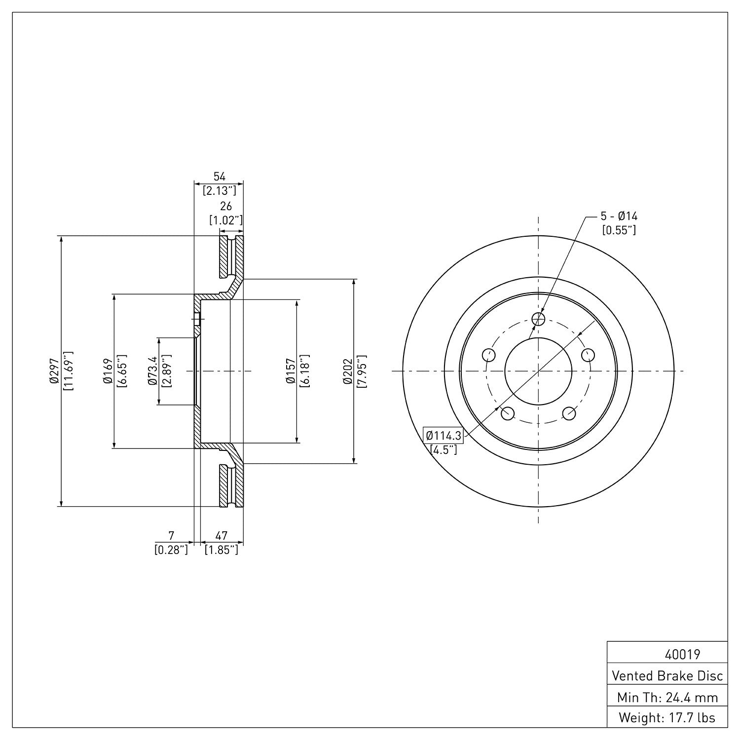 Dynamic Friction Company Disc Brake Rotor 600-40019