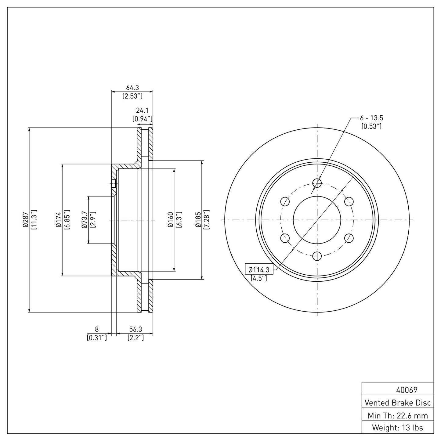Dynamic Friction Company Disc Brake Rotor 600-40069